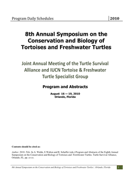 8Th Annual Symposium on the Conservation and Biology of Tortoises and Freshwater Turtles | Orlando, Florida 1