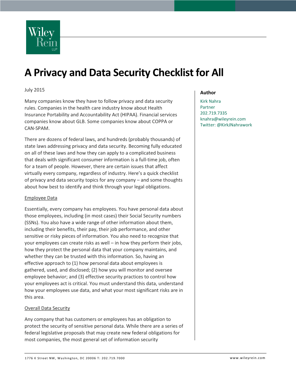 A Privacy and Data Security Checklist for All.Pdf