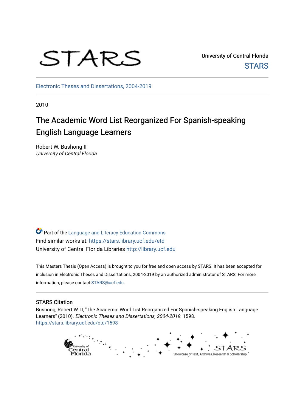 The Academic Word List Reorganized for Spanish-Speaking English Language Learners