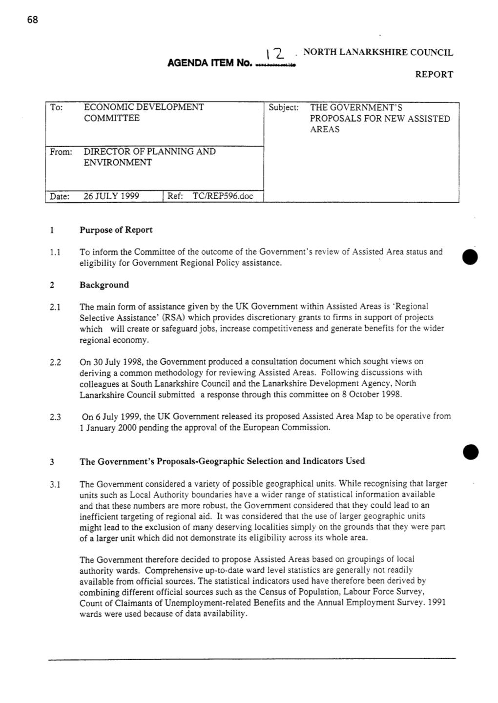 The Government's Proposals for New Assisted Areas