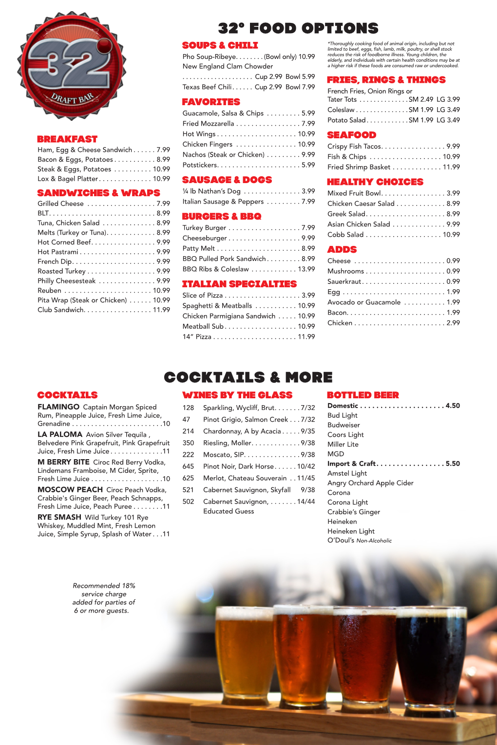 32° Food Options Cocktails & More