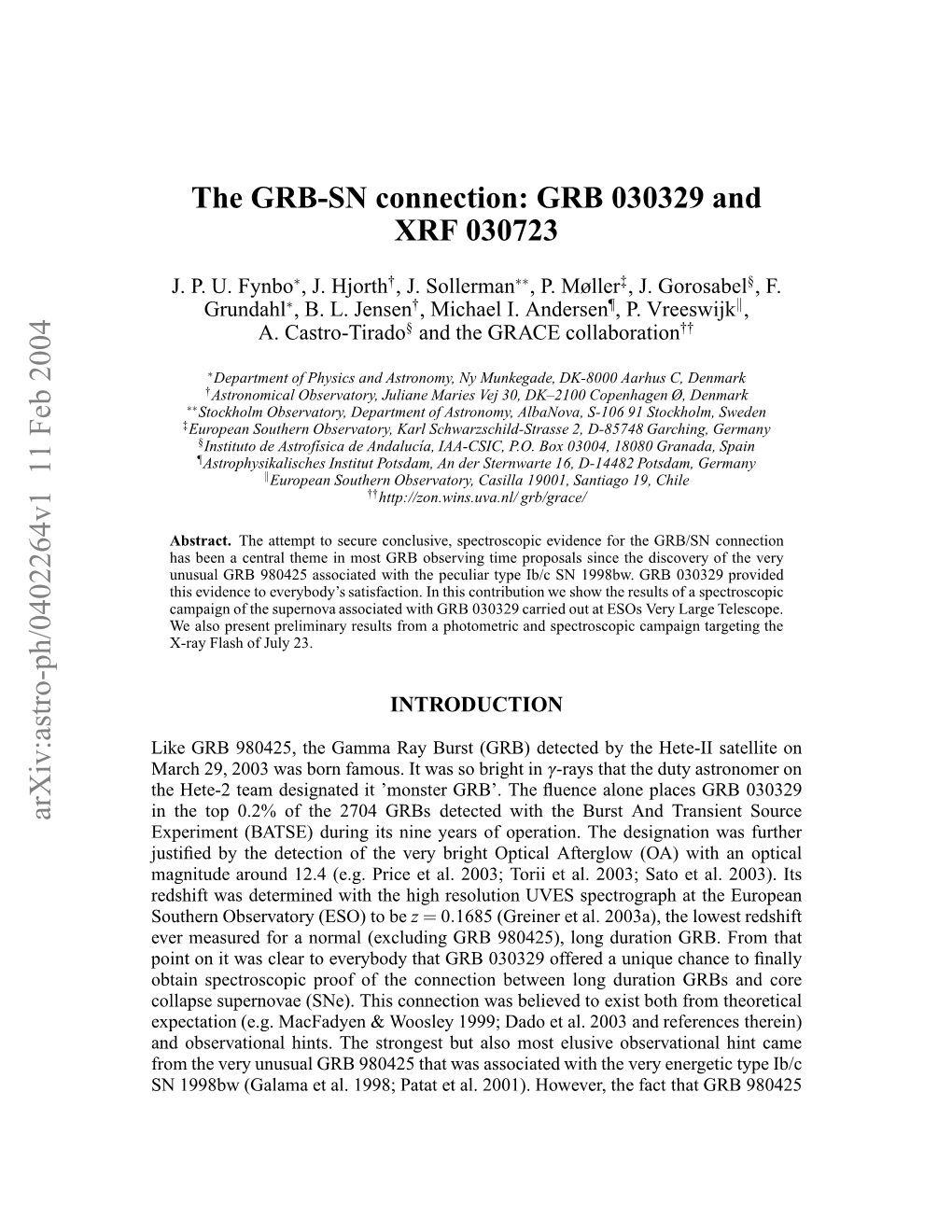 The GRB-SN Connection: GRB030329 and XRF030723