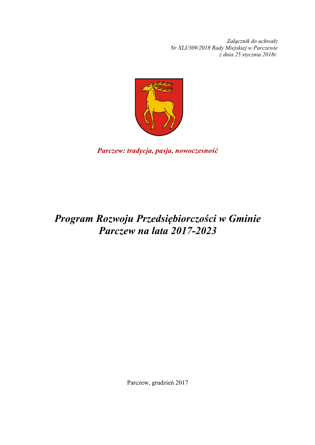 Program Rozwoju Przedsiębiorczości W Gminie Parczew Na Lata 2017-2023