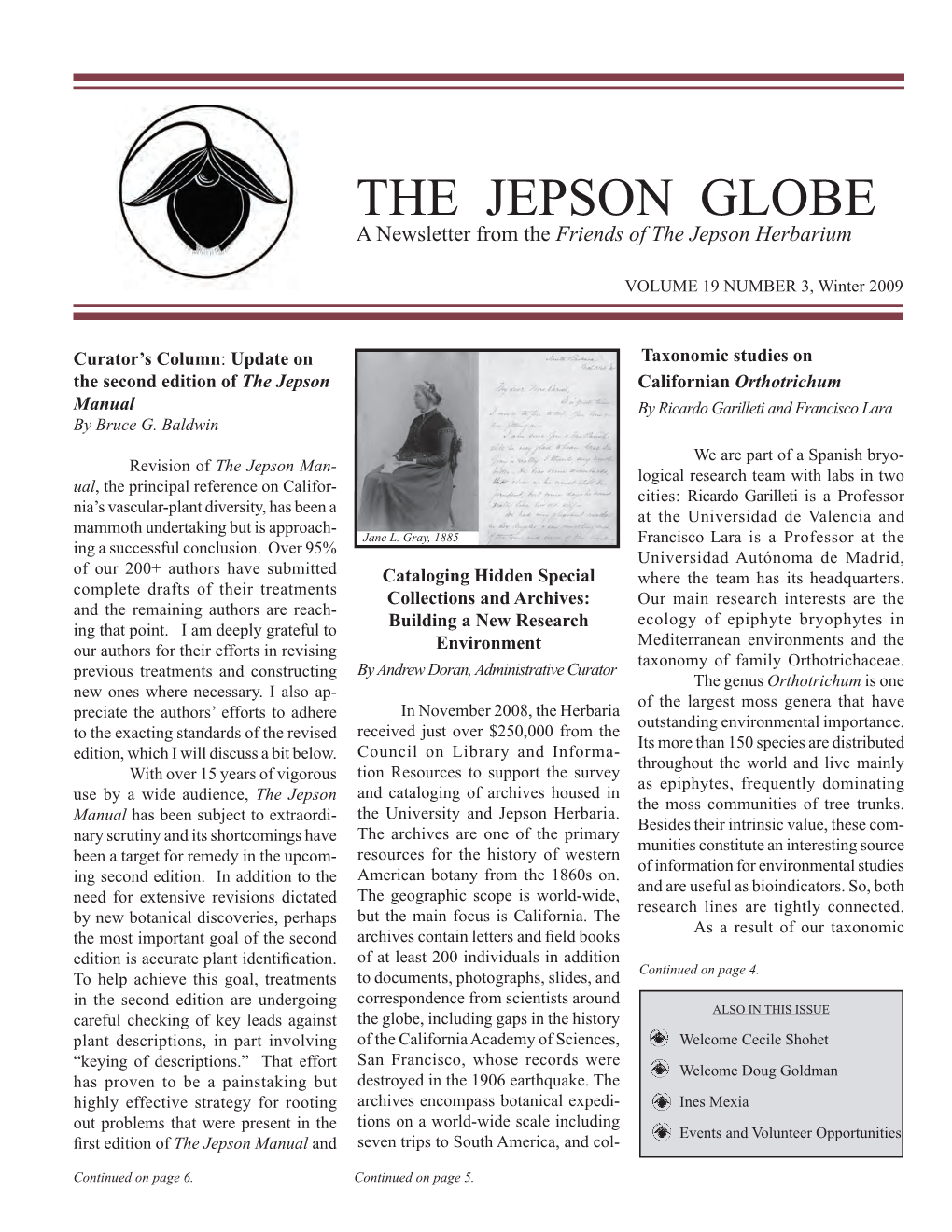 THE JEPSON GLOBE a Newsletter from the Friends of the Jepson Herbarium