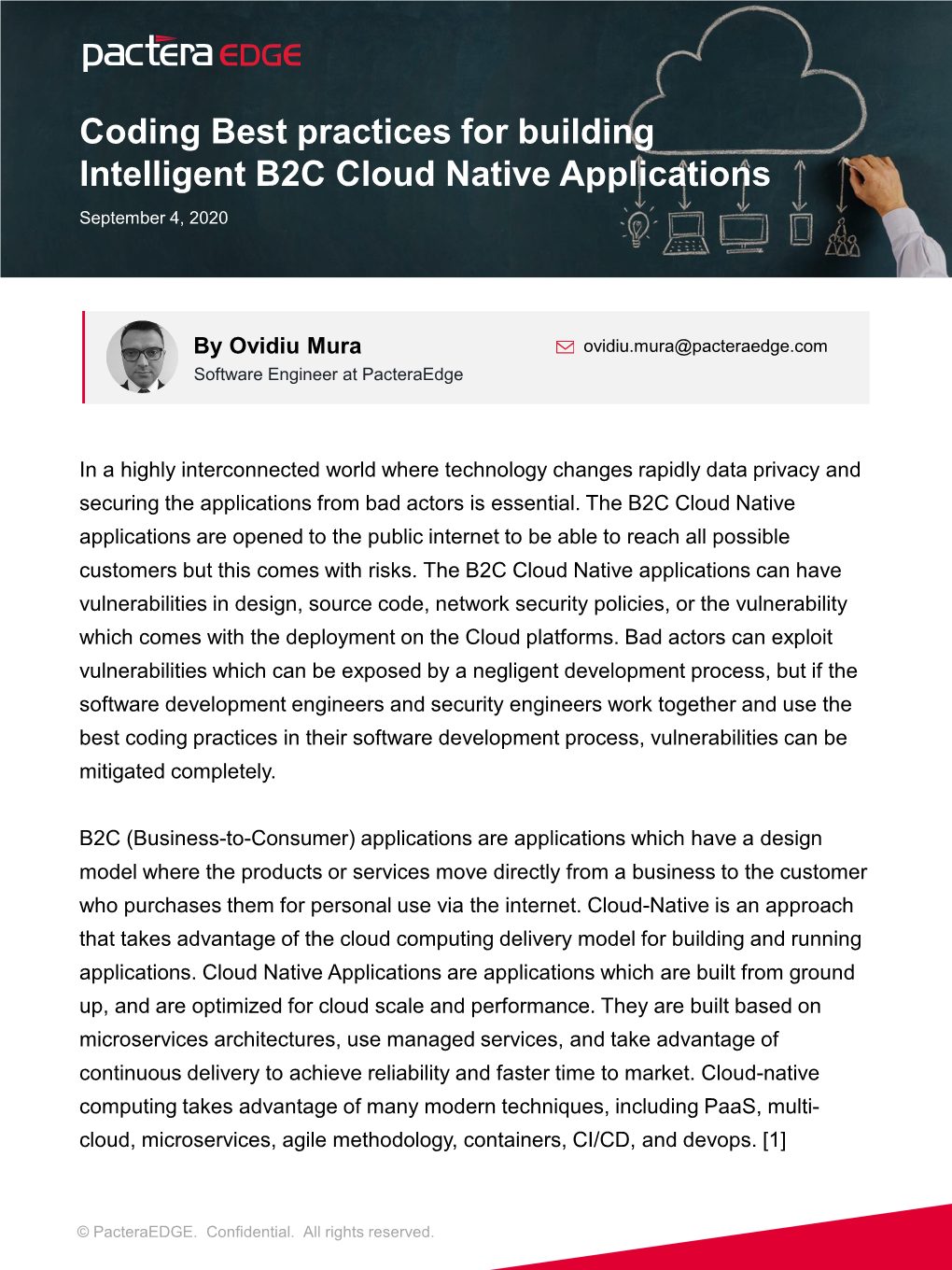 Coding Best Practices for Building Intelligent B2C Cloud Native Applications September 4, 2020