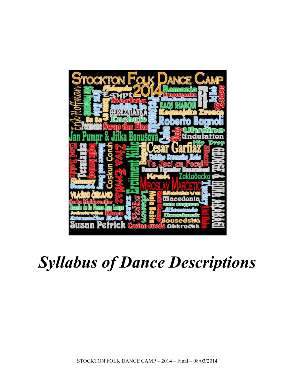 Syllabus of Dance Descriptions