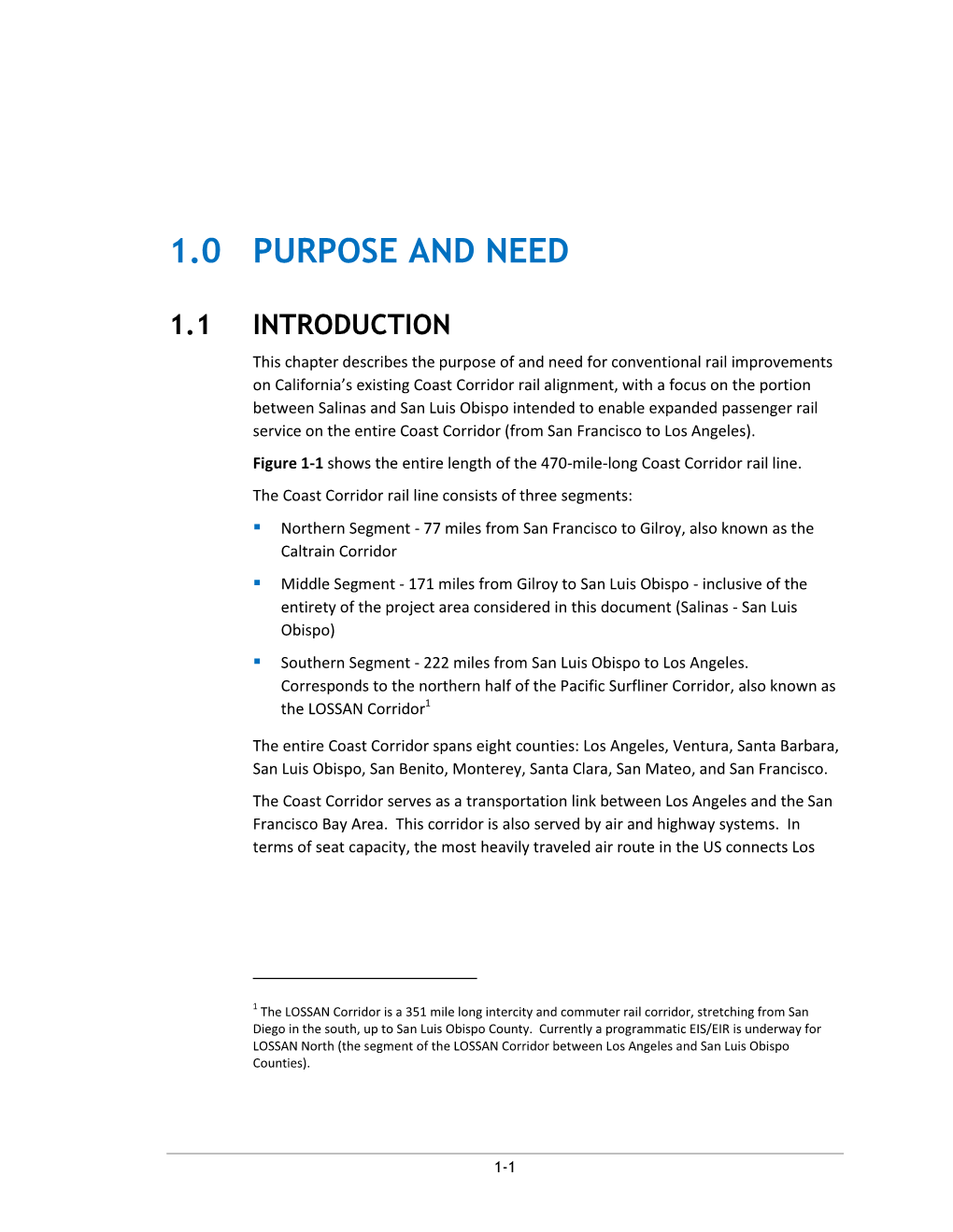 Coast Corridor Improvements Draft Program EIS/EIR