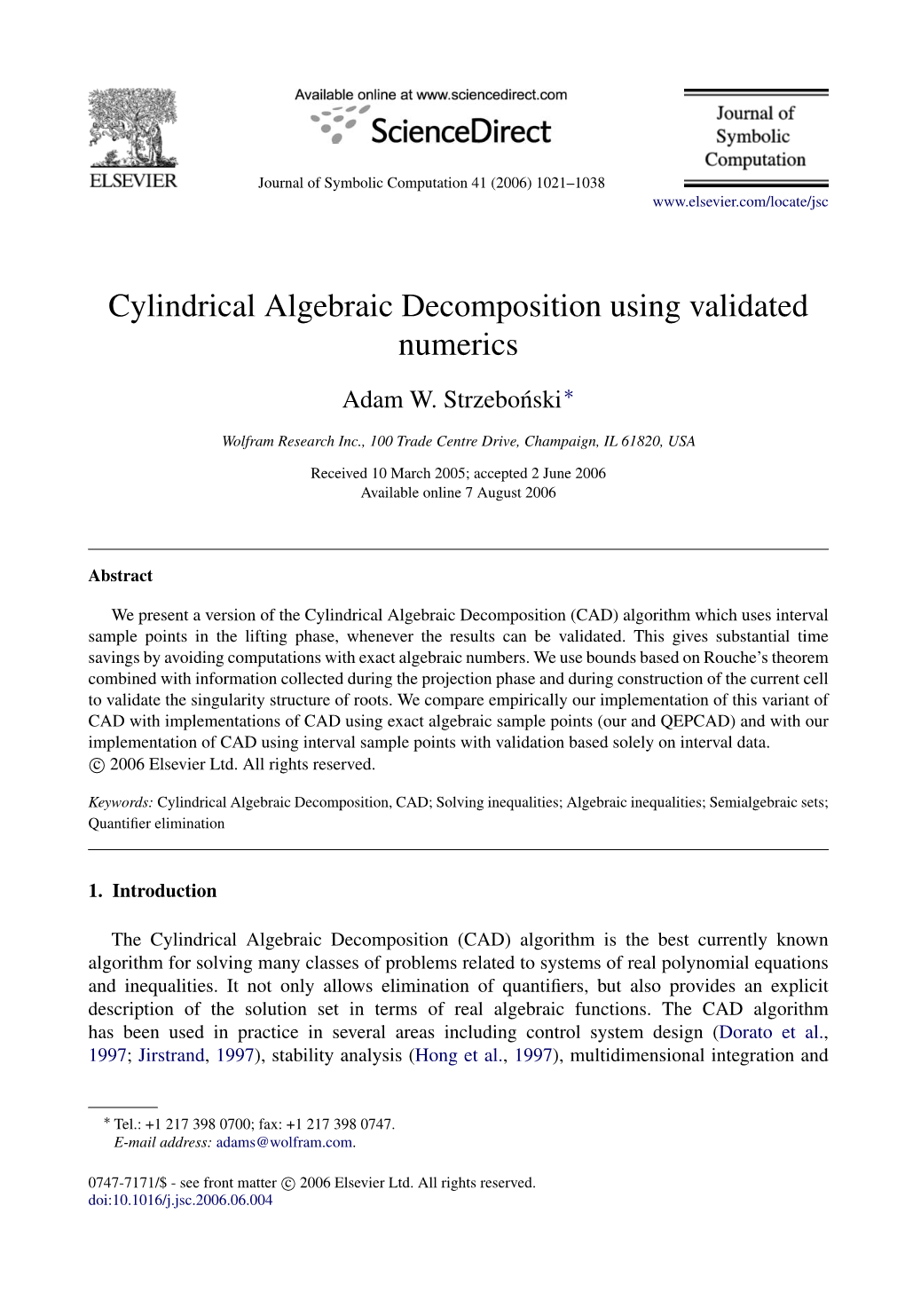 Cylindrical Algebraic Decomposition Using Validated Numerics