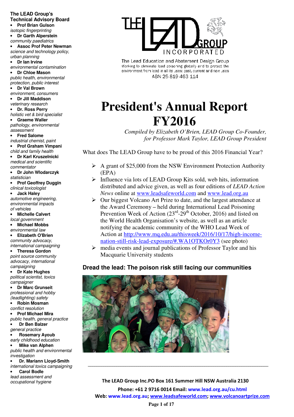 President's Annual Report FY2016