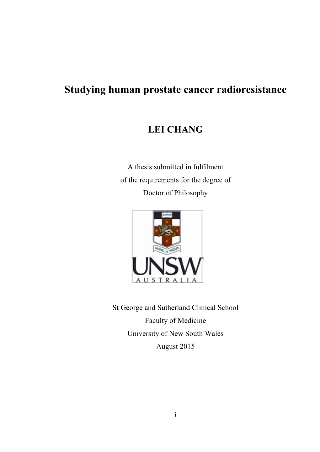 Studying Human Prostate Cancer Radioresistance