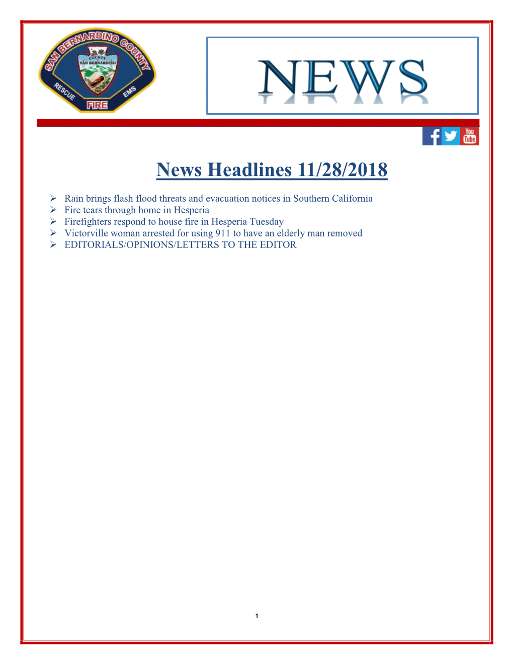 News Headlines 11/28/2018