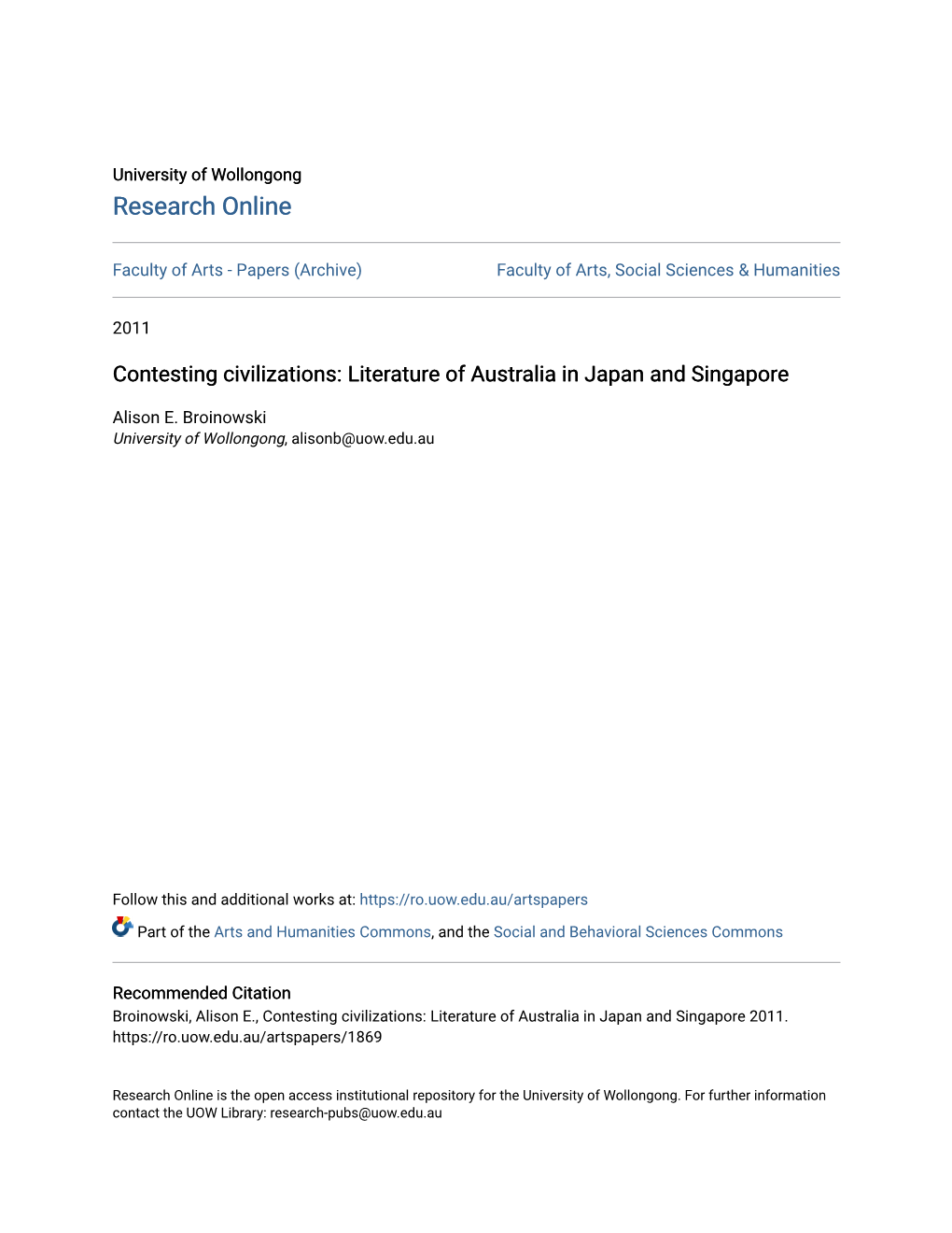 Literature of Australia in Japan and Singapore