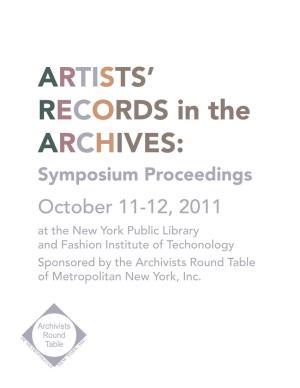 ARTISTS' RECORDS in the ARCHIVES