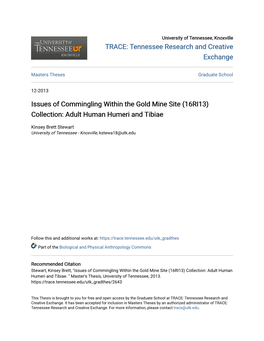 Issues of Commingling Within the Gold Mine Site (16RI13) Collection: Adult Human Humeri and Tibiae