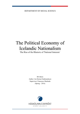 The Political Economy of Icelandic Nationalism the Rise of the Rhetoric of 'National Interests‘