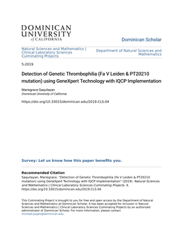 Detection of Genetic Thrombophilia (Fa V Leiden & PT20210 Mutation)