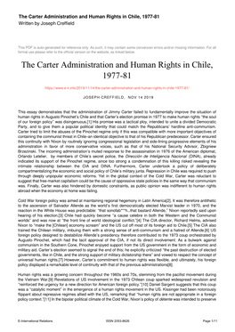 The Carter Administration and Human Rights in Chile, 1977-81 Written by Joseph Creffield