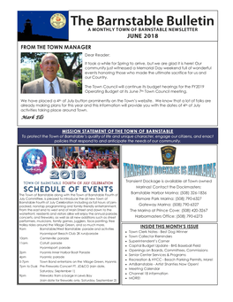 The Barnstable Bulletin a MONTHLY TOWN of BARNSTABLE NEWSLETTER JUNE 2018