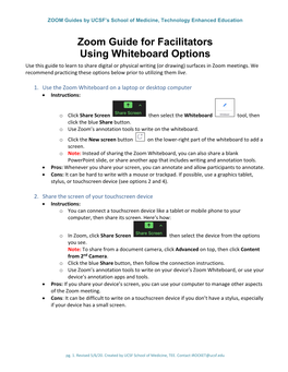 Zoom Guide for Facilitators Using Whiteboard Options