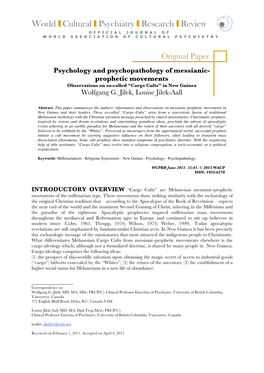 Psychology and Psychopathology of Messianic-Prophetic Movements