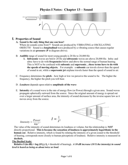 Physics I Notes: Chapter 13 – Sound
