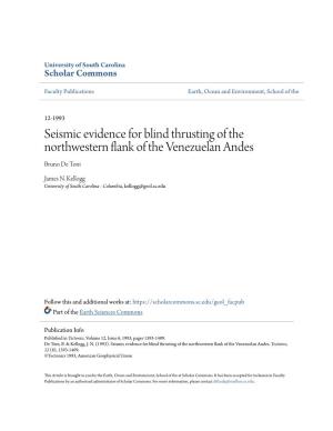 Seismic Evidence for Blind Thrusting of the Northwestern Flank of the Venezuelan Andes Bruno De Toni