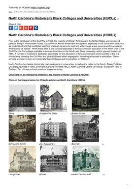 North Carolina's Historically Black Colleges and Universities (Hbcus)
