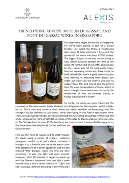 Moulin De Gassac Wines Review in Singapore