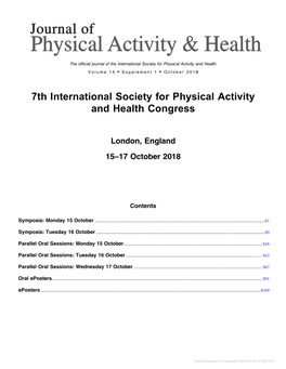 7Th International Society for Physical Activity and Health Congress