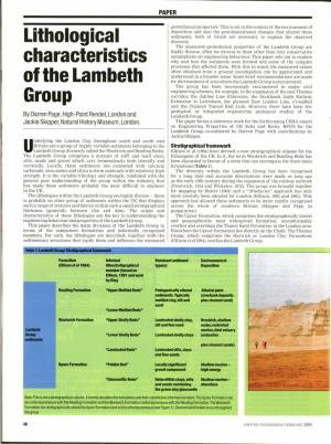 Lithological Characteristics of the Lambeth Group