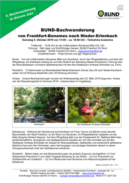 BUND-Bachwanderung Von Frankfurt-Bonames Nach Nieder-Erlenbach Samstag 5