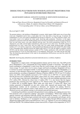 Dissolving Pulp from Non-Wood Plants by Prehydrolysis Potassium Hydroxide Process