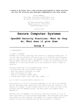 Openbsd Security Practises