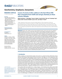 Causes of Unrest at Silicic Calderas in the East African Rift: 10.1002/2016GC006395 New Constraints from Insar and Soil-Gas Chemistry at Aluto