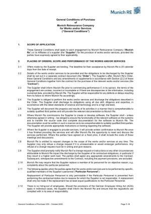 General Terms and Conditions of Purchase of Munich Reinsurance