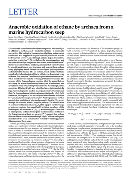 Anaerobic Oxidation of Ethane by Archaea from a Marine Hydrocarbon Seep Song-Can Chen1,2, Niculina Musat1, Oliver J