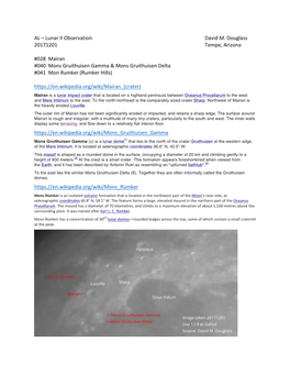 AL – Lunar II Observation David M. Douglass 20171201 Tempe, Arizona