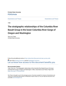 The Stratigraphic Relationships of the Columbia River Basalt Group in the Lower Columbia River Gorge of Oregon and Washington