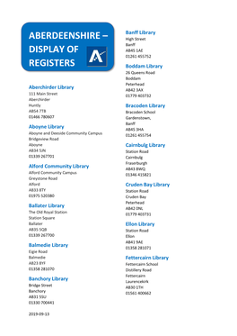 Register of Electors Display Locations