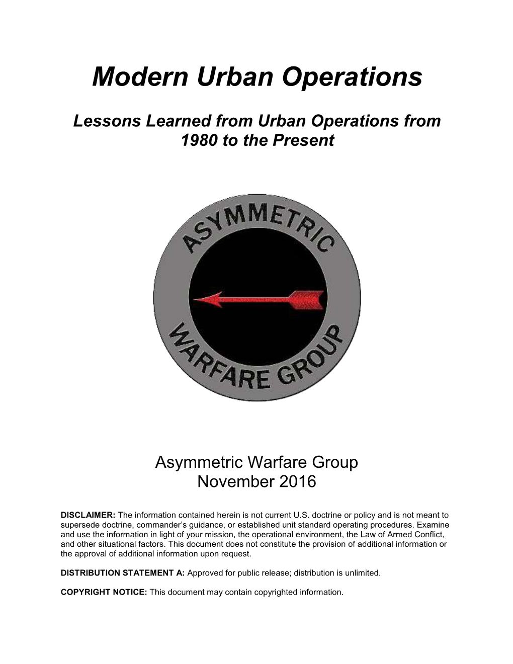 Modern Urban Operations