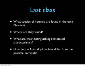 What Species of Hominid Are Found in the Early Pliocene?