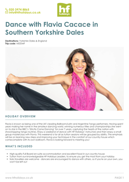 Dance with Flavia Cacace in Southern Yorkshire Dales