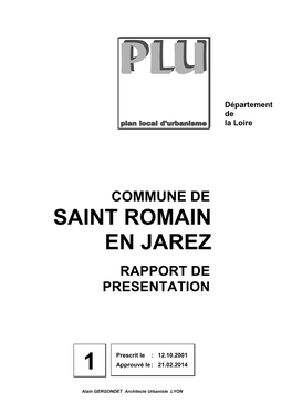 Saint Romain En Jarez Rapport De Presentation