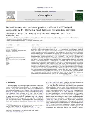 Determination of N-Octanol/Water Partition Coefficient for DDT-Related