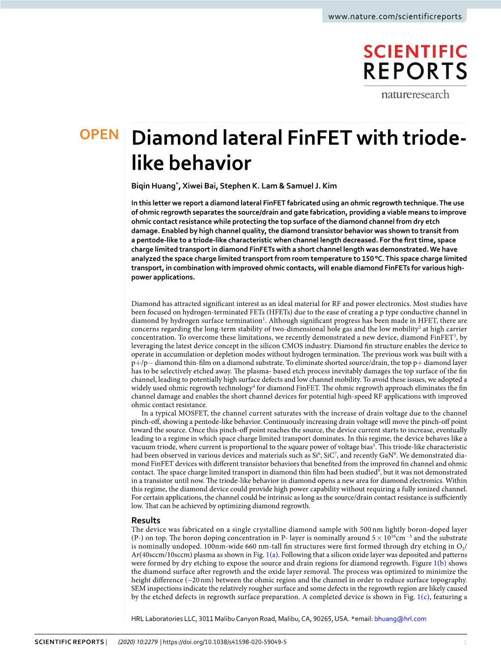 Diamond Lateral Finfet with Triode-Like Behavior