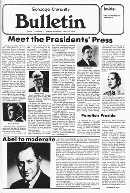 Meet the Presidents' Press Gonzaga University Will Host Several Books; "With Kennedy