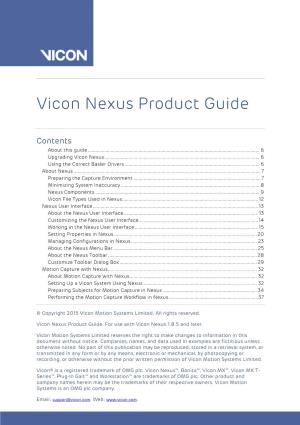 Vicon Nexus Product Guide
