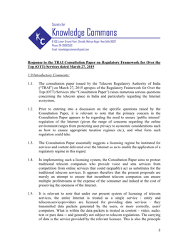 KC Response to TRAI OTTS Consultation