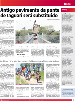 Antigo Pavimento Da Ponte De Jaguari Será Substituído