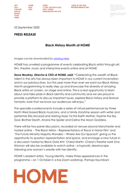PRESS RELEASE Black History Month at HOME